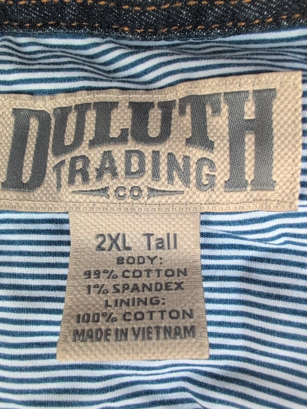 Duluth Trading Denim Jacket XXL Tall Jean Button Front Lined Work Flex Trucker